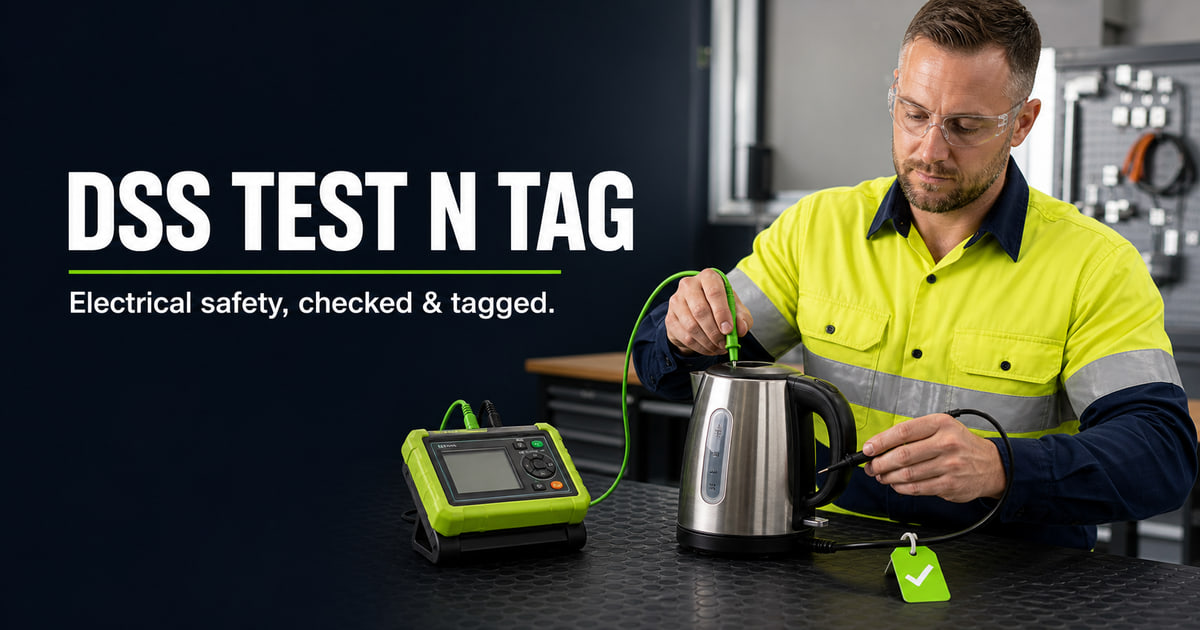 Technician testing portable electrical equipment